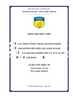 Các nhân tố bên trong doanh nghiệp ảnh hưởng đến hiệu quả kinh doanh của doanh nghiệp nhỏ và vừa tại TP HCM 