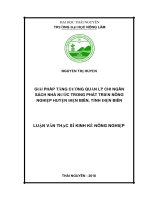 Giải pháp tăng cường quản lý chi ngân sách nhà nước trong phát triển nông nghiệp huyện điện biên 