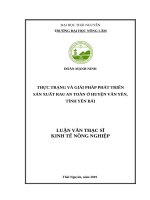 Thực trạng và giải pháp phát triển sản xuất rau an toàn ở huyện văn yên, tỉnh yên bái 