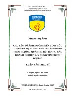 Các yếu tố ảnh hưởng đến tính hữu hiệu của hệ thống kiểm soát nội bộ theo hướng quản trị rủi ro 