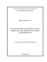 Quản lí hoạt động dạy học môn toán tại trường tiểu học bồ đề, quận long biên, thành phố hà nội 