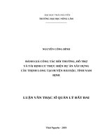 Đánh giá công tác bồi thường, hỗ trợ và tái định cư thực hiện dự án xây dựng cầu thịnh long tại huyện hải hậu, tỉnh nam định 