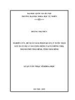 NGHIÊN CỨU, ĐỀ XUẤT GIẢI PHÁP QUẢN LÝ NƯỚC THẢI SẢN XUẤT DỰA VÀO CỘNG ĐỒNG TẠI XÃ ĐÔNG THỌ, THÀNH PHỐ THÁI BÌNH, TỈNH THÁI BÌNH