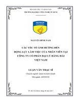 Các yếu tố ảnh hưởng đến động lực làm việc của nhân viên tại công ty cổ phần đại lý hàng hải 