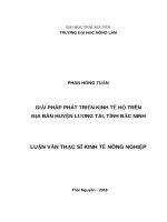 Giải pháp phát triển kinh tế hộ trên địa bàn huyện lương tài, tỉnh bắc ninh 