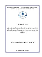 Tác động của chi tiêu công, quản trị công đến tăng trưởng kinh tế tại các quốc gia châu á  tt 