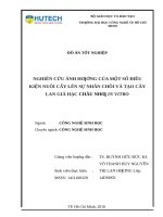 Nghiên cứu ảnh hƣởng của một số điều kiện nuôi cấy lên sự nhân chồi và tạo cây lan giả hạc (dendrobium anosmum) in vitro 
