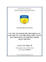 Các yếu tố ảnh hưởng đến động lực làm việc của cán bộ công chức tại ủy ban nhân dân các phường thuộc quận thủ đức 