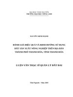 Đánh giá hiệu quả và định hướng sử dụng đất sản xuất nông nghiệp trên địa bàn thành phố thanh hóa, tỉnh thanh hóa 