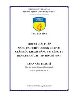 Một số giải pháp nâng cao chất lượng dịch vụ chăm sóc khách hàng tại công ty điện lực củ chi – TP  hồ chí minh 