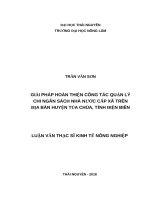 Giải pháp hoàn thiện công tác quản lý chi ngân sách nhà nước cấp xã trên địa bàn huyện tủa chùa 