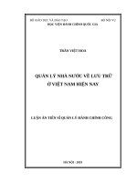 Quản lý nhà nước về lưu trữ ở việt nam hiện nay 