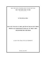 ĐẤU GIÁ tài sản là NHÀ, QUYỀN sử DỤNG đất THEO PHÁP LUẬT THI HÀNH án dân sự từ THỰC TIỄN THÀNH PHỐ hồ CHÍ MINH 