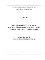 Thực hành quyền công tố trong giai đoạn điều tra đối với tội phạm tham ô tài sản từ thực tiễn tỉnh Quảng Ninh
