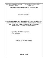 Nghiên cứu đặc điểm khí hậu tương quan tới sốt xuất huyết Dengue tại 7 tỉnh ven biển Nam Bộ và hiệu quả diệt bọ gậy muỗi Aedes của ABATE 1SG ttta