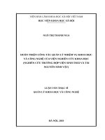 Hoàn thiện công tác quản lý nhiệm vụ khoa học và công nghệ của viện nghiên cứu khoa học (nghiên cứu trường hợp viện sinh thái và tài nguyên sinh vật 