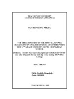 Hiệu quả của việc thảo luận bằng ngôn ngữ thứ nhất đối với việc đọc hiểu tiếng anh cho học sinh lớp 12 tại trường THPT phú lương 