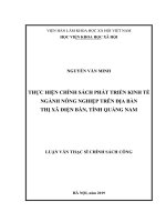 Thực hiện chính sách phát triển kinh tế ngành nông nghiệp trên địa bàn thị xã điện bàn, tỉnh quảng nam 