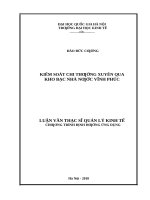 Kiểm soát chi thường xuyên qua kho bạc nhà nước vĩnh phúc 