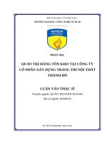 Quản trị hàng tồn kho tại công ty cổ phần xây dựng trang trí nội thất thành đô 
