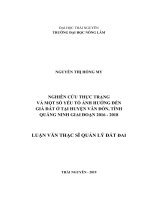 Nghiên cứu thực trạng và một số yếu tố ảnh hưởng đến giá đất ở tại huyện vân đồn, tỉnh quảng ninh giai đoạn 2016 2018 
