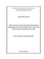 Thuế giá trị gia tăng đối với doanh nghiệp theo pháp luật việt nam hiện nay, từ thực tiễn thị xã quảng yên, tỉnh quảng ninh 