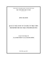 QUẢN LÝ NHÀ NƯỚC VỀ VĂN HÓA TỪ THỰC TIỄN THÀNH PHỐ THỦ DẦU MỘT, TỈNH BÌNH DƯƠNG