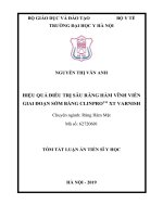 Hiệu quả điều trị sâu răng hàm vĩnh viễn giai đoạn sớm bằng ClinproTM XT varnish (TT)