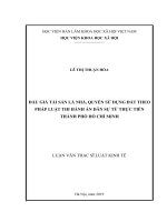 ĐẤU GIÁ tài sản là NHÀ, QUYỀN sử DỤNG đất THEO PHÁP LUẬT THI HÀNH án dân sự từ THỰC TIỄN THÀNH PHỐ hồ CHÍ MINH 
