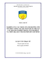 Nghiên cứu các nhân tố ảnh hưởng tới tổ chức công tác kế toán quản trị tại các doanh nghiệp 
