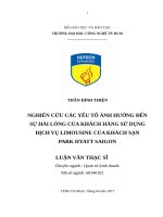Nghiên cứu các yếu tố ảnh hưởng đến sự hài lòng của khách hàng khi sử dụng dịch vụ limousine của khách sạn park hyatt saigon 