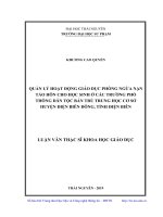 Quản lý hoạt động giáo dục phòng ngừa nạn tảo hôn cho học sinh ở các trường phổ thông dân tộc bán trú THCS huyện điện biên đông, tỉnh điện biên 