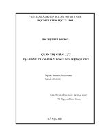 Luận văn MBA Quản trị nguồn nhân lực:Quản trị nhân lực tại cty CP bóng đèn điện quang 