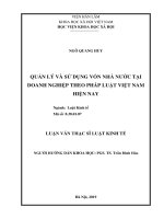 Luận văn quản lý và sử dụng vốn nhà nước tại doanh nghiệp theo pháp luật việt nam hiện nay