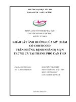 Luận văn ngành Y dược: Khảo sát ảnh hưởng mỹ phẩm có corticoid trên những bệnh nhân bị mụn trứng cá tại thành phố cần thơ (DH) 