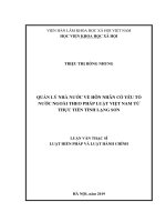 QUẢN LÝ NHÀ NƯỚC VỀ HÔN NHÂN CÓ YẾU TỐ NƯỚC NGOÀI THEO PHÁP LUẬT VIỆT NAM TỪ THỰC TIỄN TỈNH LẠNG SƠN