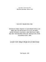 Đánh giá thực trạng và giải pháp nâng cao hiệu quả sử dụng đất của các tổ chức kinh tế được giao đất, cho thuê đất trên địa bàn thành phố uông bí, tỉnh quảng ninh giai đoạn 2015 2018 