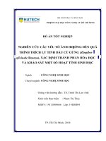 Nghiên cứu các yếu tố ảnh hưởng đến quá trình trích ly tinh dầu củ gừng (zingiber offcinale rose), xác định thành phần hóa học và khảo sát một số hoạt tính sinh học 