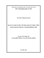 QUẢN LÝ NHÀ NƯỚC VỀ TÔN GIÁO TỪ THỰC TIỄN QUẬN HAI BÀ TRƯNG, THÀNH PHỐ HÀ NỘI