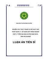 Nghiên cứu thực trạng và đề xuất giải pháp quản lý, sử dụng đất nông nghiệp hợp lý trên địa bàn huyện nam sách, tỉnh hải dương 
