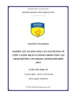 Nghiên cứu sự hài lòng của người dân về chất lượng dịch vụ hành chính công tại UBND phường tân phong 