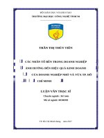 Các nhân tố bên trong doanh nghiệp ảnh hưởng đến hiệu quả kinh doanh của doanh nghiệp nhỏ và vừa tại TP HCM 