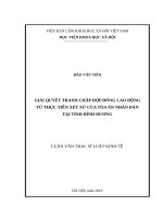 GIẢI QUYẾT TRANH CHẤP hợp ĐỒNG LAO ĐỘNG từ THỰC TIỄN xét xử của tòa án NHÂN dân tại TỈNH BÌNH DƯƠNG 
