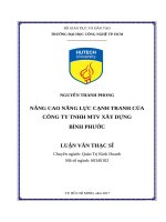 Nâng cao năng lực cạnh tranh của công ty TNHH MTV xây dựng bình phước 
