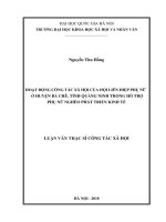 HOẠT ĐỘNG CÔNG TÁC XÃ HỘI CỦA HỘI LIÊN HIỆP PHỤ NỮ  Ở HUYỆN BA CHẼ, TỈNH QUẢNG NINH TRONG HỖ TRỢ  PHỤ NỮ NGHÈO PHÁT TRIỂN KINH TẾ 