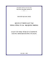 Quản lý nhân lực tại tổng công ty 36   bộ quốc phòng (luận văn thạc sỹ quản trị quản lý) 