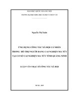 ỨNG DỤNG CÔNG TÁC XÃ HỘI CÁ NHÂN   TRONG  HỖ TRỢ NGƢỜI ĐANG CAI NGHIỆN MA TÚY   TẠI CƠ SỞ CAI NGHIỆN MA TÚY TỈNH QUẢNG NINH 