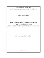 BÁO CHÍ NAM ĐỊNH VỚI VẤN ĐỀ TUYÊN TRUYỀN  XÂY DỰNG NÔNG THÔN MỚI  (KHẢO SÁT 2 HUYỆN HẢI HẬU VÀ NGHĨA HƢNG NĂM 2017) 