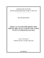 NHÂN VẬT NGƯỜI LÍNH TRONG TIỂU THUYẾT MỘT NGÀY LÀ MƯỜI NĂM VÀ ĐƠN TUYẾN CỦA PHẠM QUANG ĐẨU 