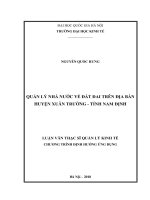 Quản lý nhà nước về đất đai trên địa bàn huyện xuân trường, tỉnh nam định (luận văn ths  quản trị quản lý) 
